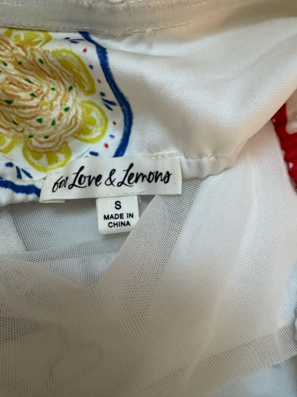 Size S For Love & Lemons White Dress with Multicolor Summer Print - Picture 8 of 9
